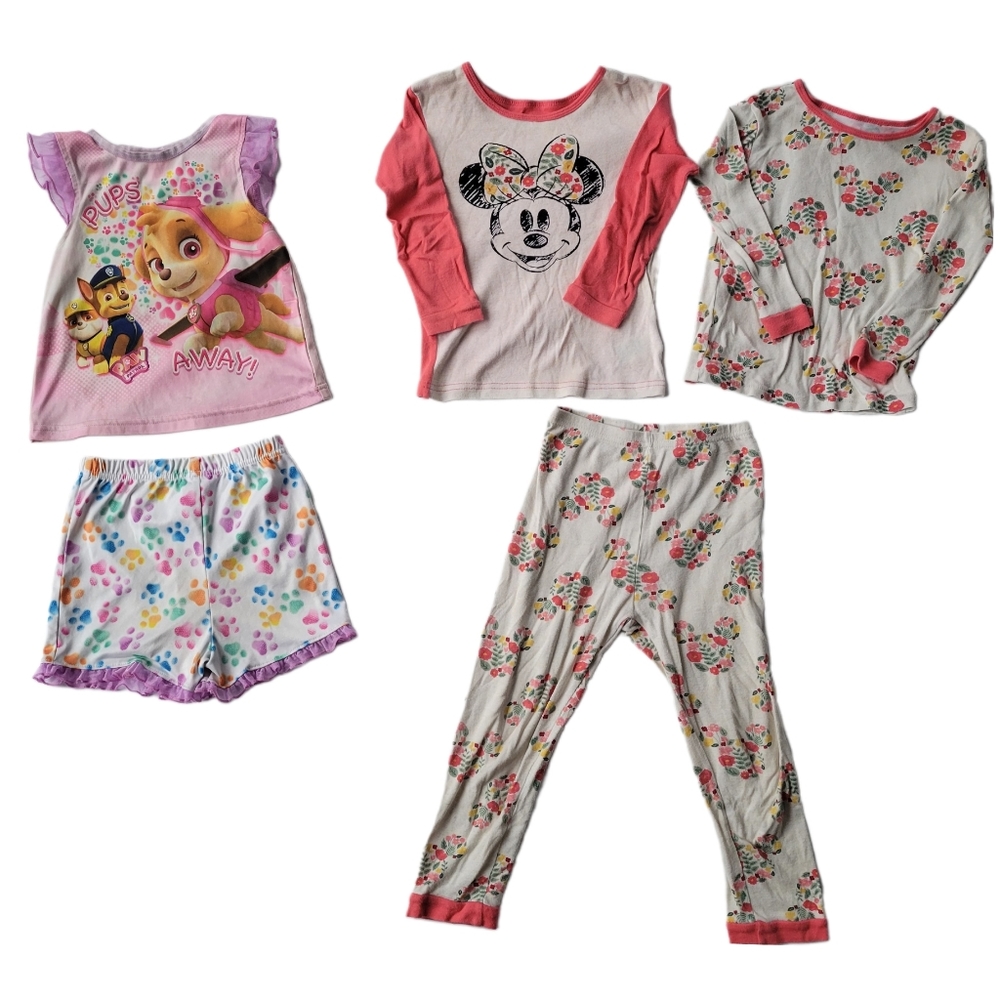 DISNEY Minnie 3-Piece Pajama Set and Nickelodeon Paw Patrol Pajama Set, 5T & 4T